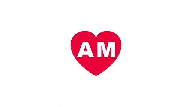 Pulsing Red Heart Icon With Am A+m A M Breathing Love Symbol Loop Animation On White Background