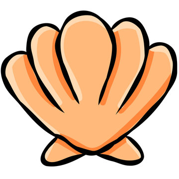 Cute hand drawn sea shell doodle graphic element for beach summer