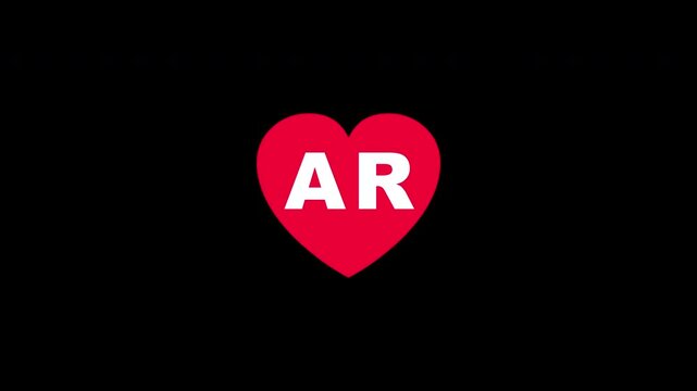 Pulsing Red Heart Icon With Ar A+r A R Breathing Love Symbol Loop Animation On Black Background
