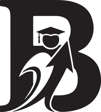 A stylish B monogram with an abstract graduate inside.