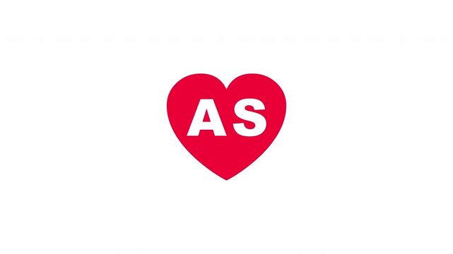 Pulsing Red Heart Icon With As A+s A S Breathing Love Symbol Loop Animation On White Background
