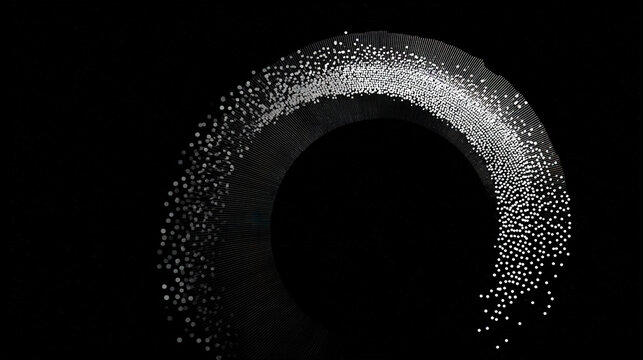 Abstract digital arch with light dots on dark background