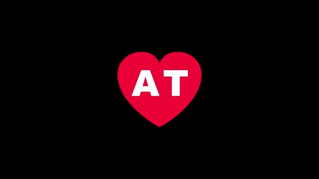 Pulsing Red Heart Icon With At A+t A T Breathing Love Symbol Loop Animation On Black Background