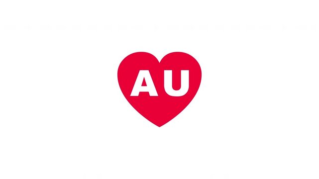 Pulsing Red Heart Icon With Au A+u A U Breathing Love Symbol Loop Animation On White Background