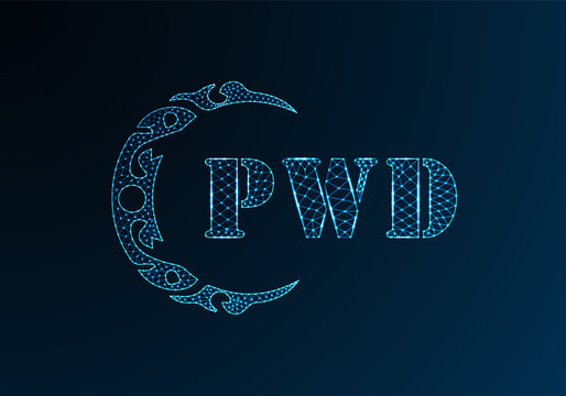 Low poly letter logo PWD design. PWD letter logo low poly vector design on blue color gradient background. PWD logo low poly design