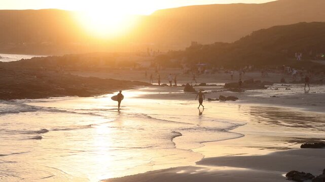 Sunset over Voelklip Beach looking toward Kammabaai Beach, Hermanus, South Africa