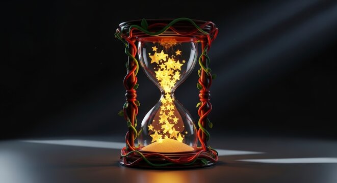 Vibrant Hourglass with Glowing Yellow Sand.