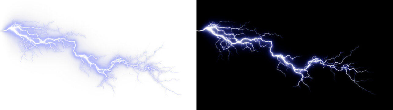 Electric lightning png overlay with bright arcs, colourful sparks