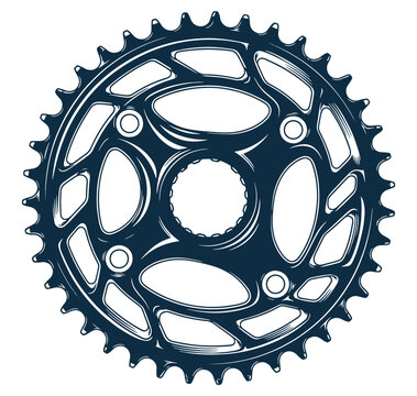 A bicycle gear sprocket with teeth and holes for mechanical advantage in cycling