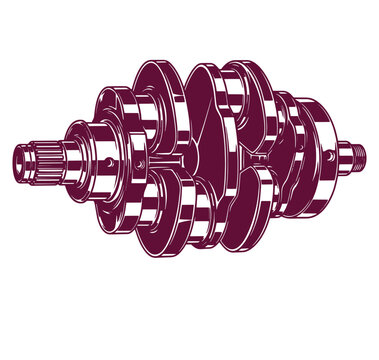 Crankshaft with multiple counterweights and bearings for engine system  key component for converting piston motion