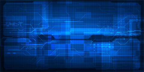Vector illustration of digital tech architecture abstract blue hi tech interface screen for  advertising or game artwork.Futuristic concept. © Alleachday