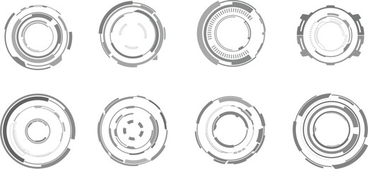 Set of hi tech circle head up display for futuristic artwork and background. © Alleachday