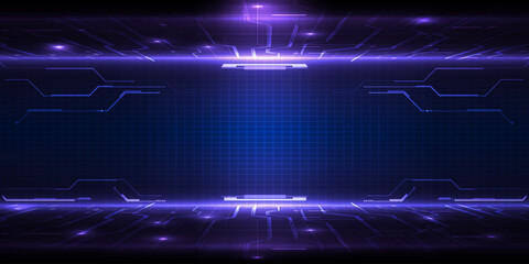 Futuristic digital hi tech space and stage with perspective view with futuristic circuit pattern.Vector illustrations.  © Alleachday