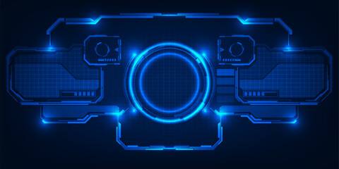 Abstract technology background with hi tech digital circle head up display and panel. Futuristic digital space technology concept.Vector illustrations. © Alleachday