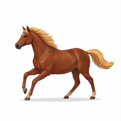 Obraz premium Brown Horse Running Illustration Isolated on White Background