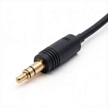 Close-up of 3.5mm Audio Jack Connector on Black Cable