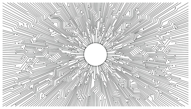 Electronic circuit board lines, futuristic digital technology, network connection, data flow, computer parts