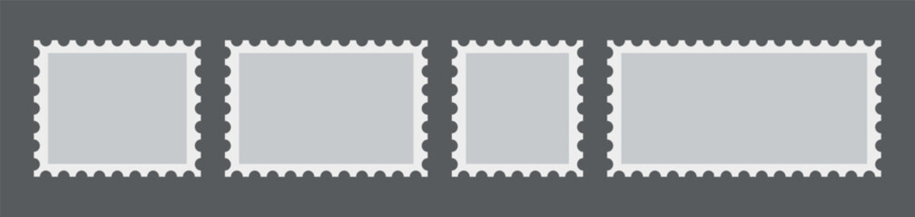 Postage stamp frames Vintage post stamp frames and borders blank postcard template set vector illustration