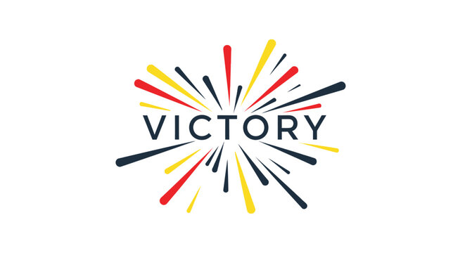 A colorful graphic design with the word Victory.