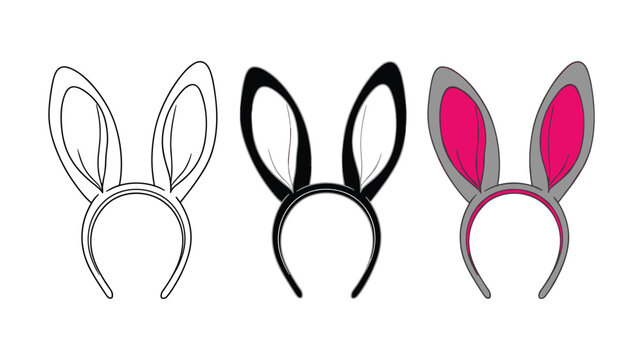 Bunny ear headband vector illustration design variations for easter festive celebrations