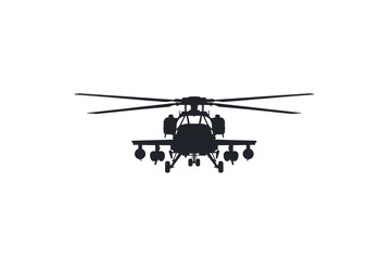 Obraz premium Military armed helicopter silhouette flying on transparent background