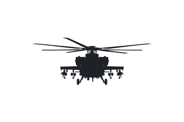 Obraz premium Military attack helicopter silhouette isolated on transparent background