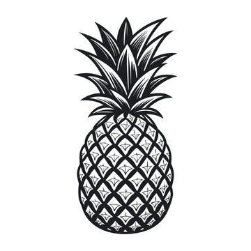 Elegant Black Pineapple Vector Illustration