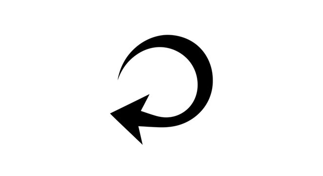 Black circular arrow symbol rotating clockwise on white background indicating refresh or repeat action