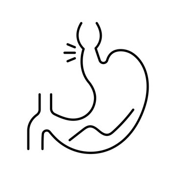 Esophageal dyskinesia icon. Healthcare and gastroenterology line symbol. Black and white.