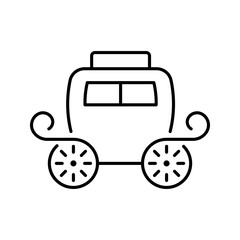 Obraz premium Horse carriage icon. Travel and historic vehicle line symbol. Black and white.