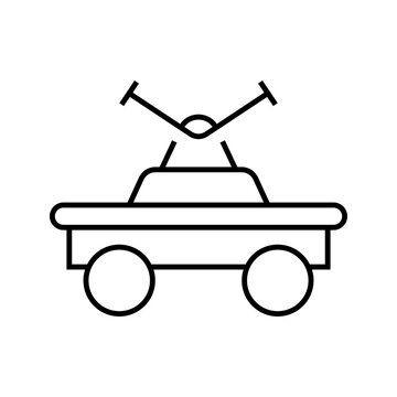 Rail handcar icon. Transport and rail vehicle line symbol. Black and white.