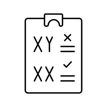 Sex determination icon. Healthcare and prenatal testing line symbol. Black and white.