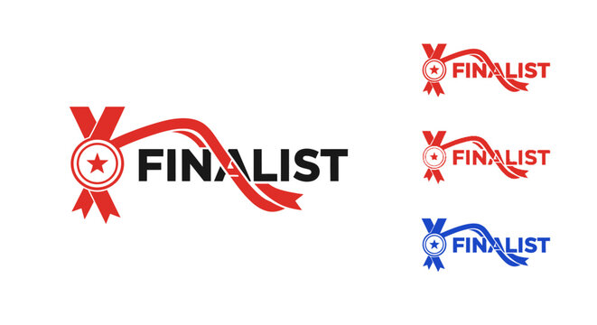 A logo design with finalist text.
