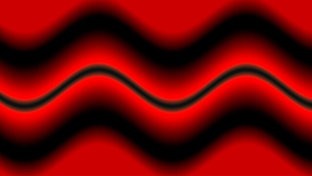 Abstract red background with black glowing wave lines and smooth sinusoidal gradient pattern for modern digital artistic design