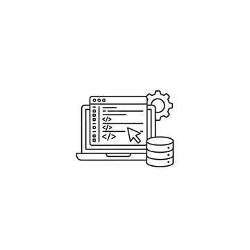 Web Development and Coding Interface with Data Storage Illustration