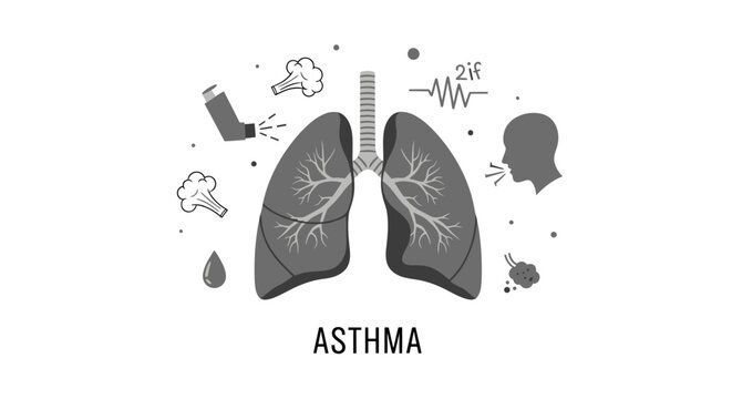 Asthma Medical Infographic Concept with Human Lungs and Inhaler Icon