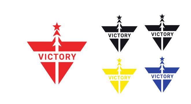 Collection of victory logos in various colors.