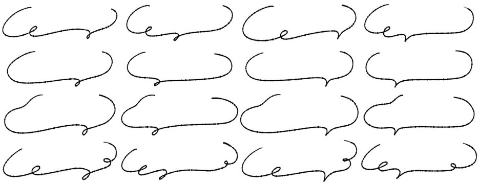 手書きのゆるい横長吹き出しセット やわらかい質感の見出しや装飾あしらいフレーム
