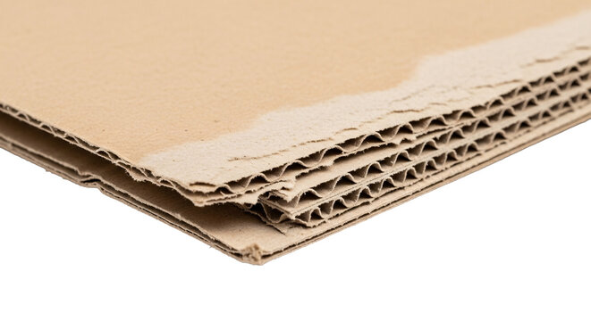 Corrugated cardboard edge with layers showing structure.