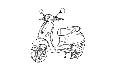 Minimalist scooter line art vector illustration © MstBabli