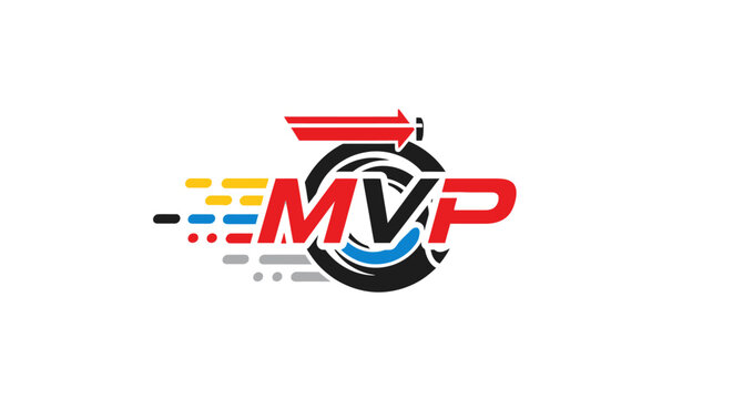 MVP logo design with colorful abstract elements.
