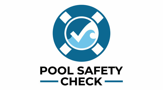This professional logo for Pool Safety Check features a lifebuoy and wave graphic, encapsulating essential safety measures for aquatic environments and promoting safety awareness.