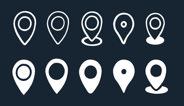 maps location place map pin icons pointer round hand drawn doodle vector icon pack