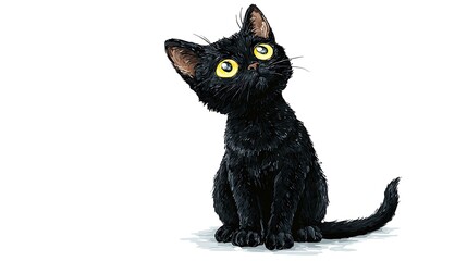 black cat isolated on white background © Momal