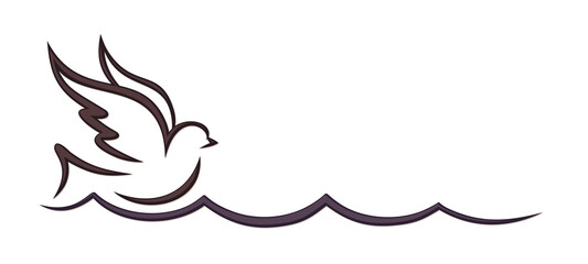 The symbol of a bird flying over wave.  © designer_an