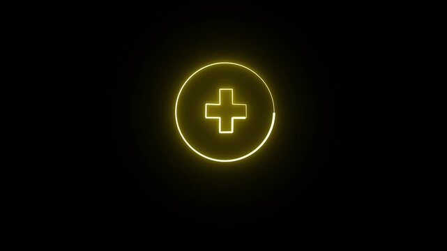 Abstract neon medical cross icon animation