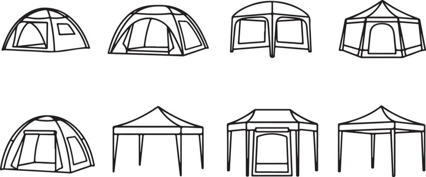 Architectural drawings of various house styles and roof designs Vector