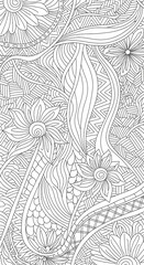 Obraz premium Abstract Floral and Wavy Line Art Pattern