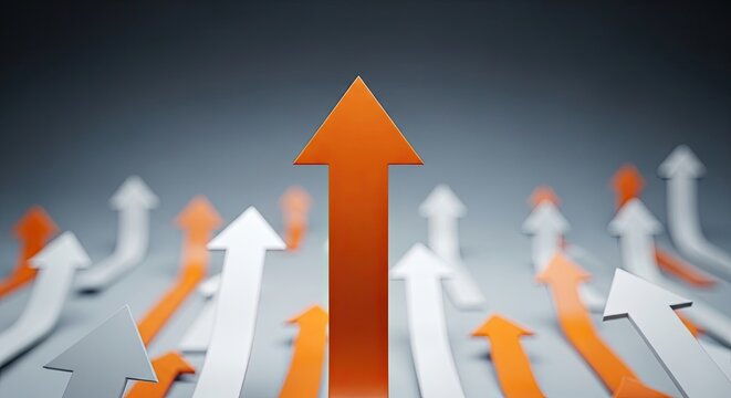 Rising arrow symbolizing growth success and forward momentum in a competitive landscape