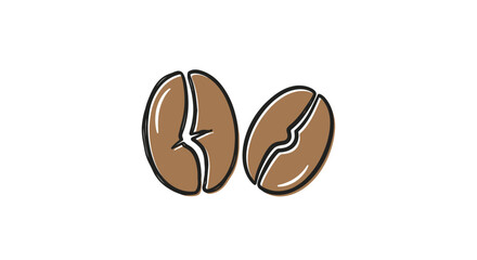 Fototapeta premium Illustration of two brown coffee beans.